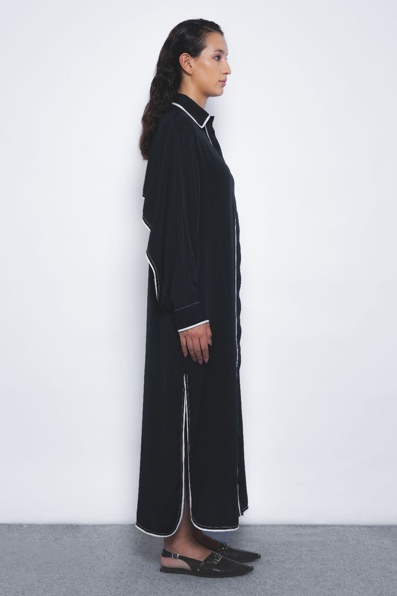 Elian Crepe Shirt Dress - Black and White mul by Leh Studios in multi color for women Worldwide