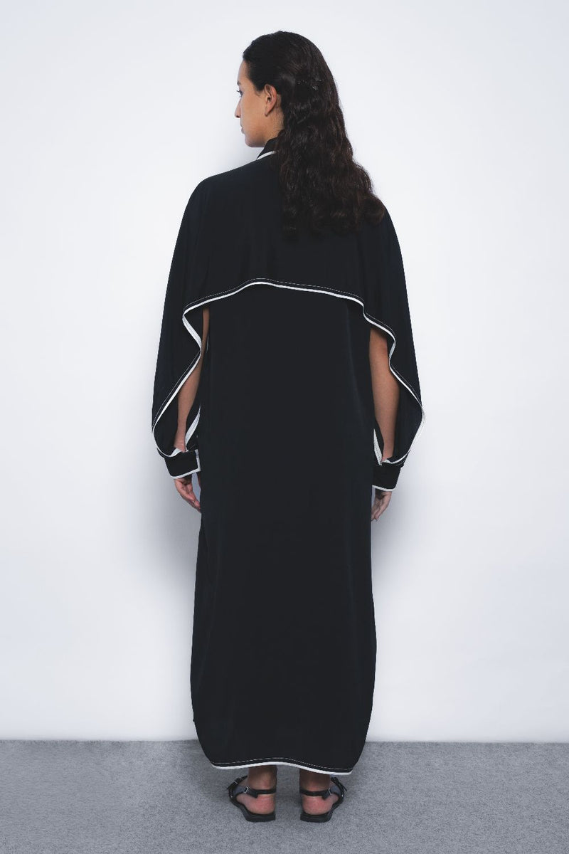 Elian Crepe Shirt Dress - Black and White mul by Leh Studios in multi color for women Worldwide
