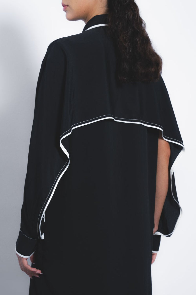 Elian Crepe Shirt Dress - Black and White mul by Leh Studios in multi color for women Worldwide