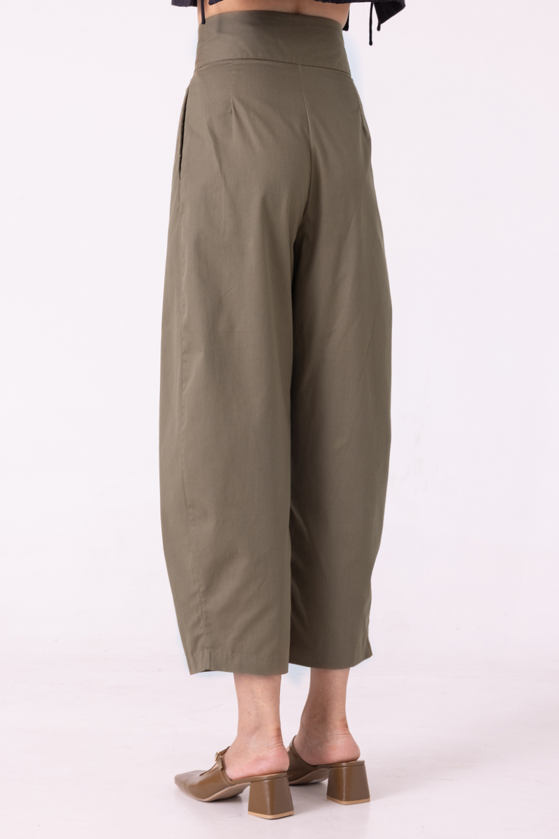 Elinor Olive Barrel Pants cotton by The Summer House for women Worldwide