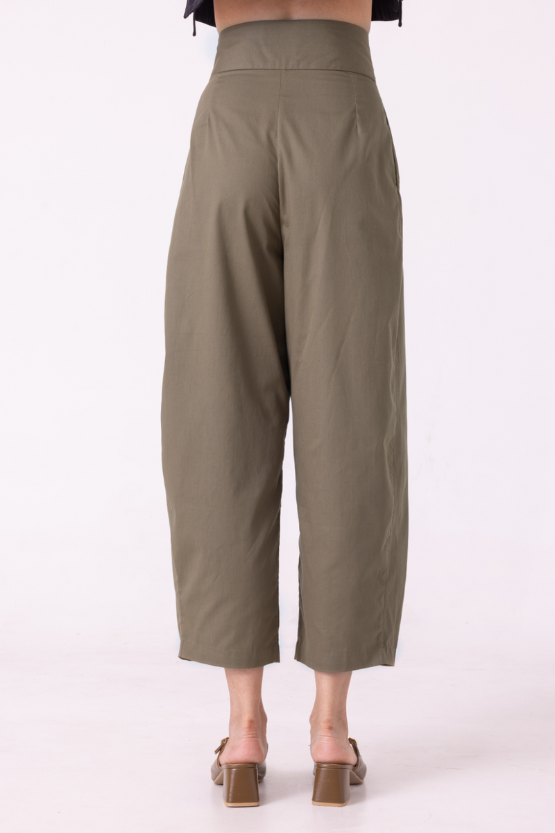 Elinor Olive Barrel Pants cotton by The Summer House for women Worldwide