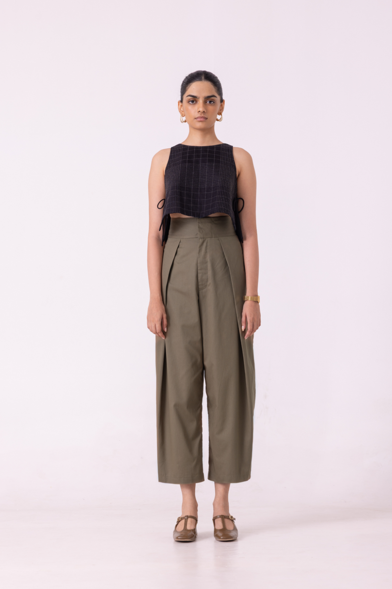 Elinor Olive Barrel Pants cotton by The Summer House for women Worldwide