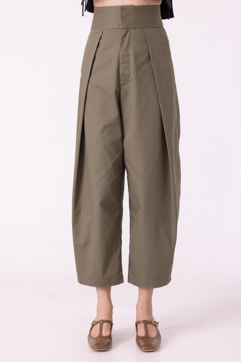 Elinor Olive Barrel Pants cotton by The Summer House for women Worldwide