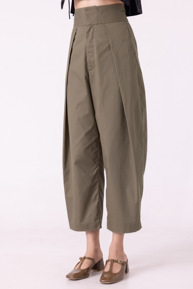 Elinor Olive Barrel Pants cotton by The Summer House for women Worldwide