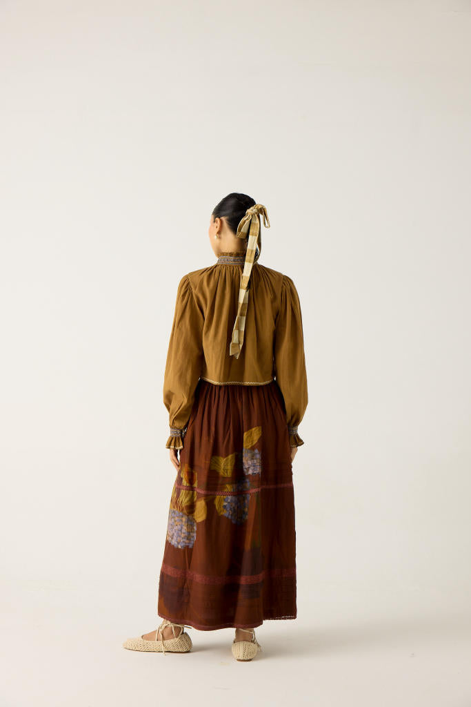 ELSA SET-KHAKI + FOLIAGE(ELSA TOP+EMILY SKIRT) cotton by CORD in multi for women Worldwide