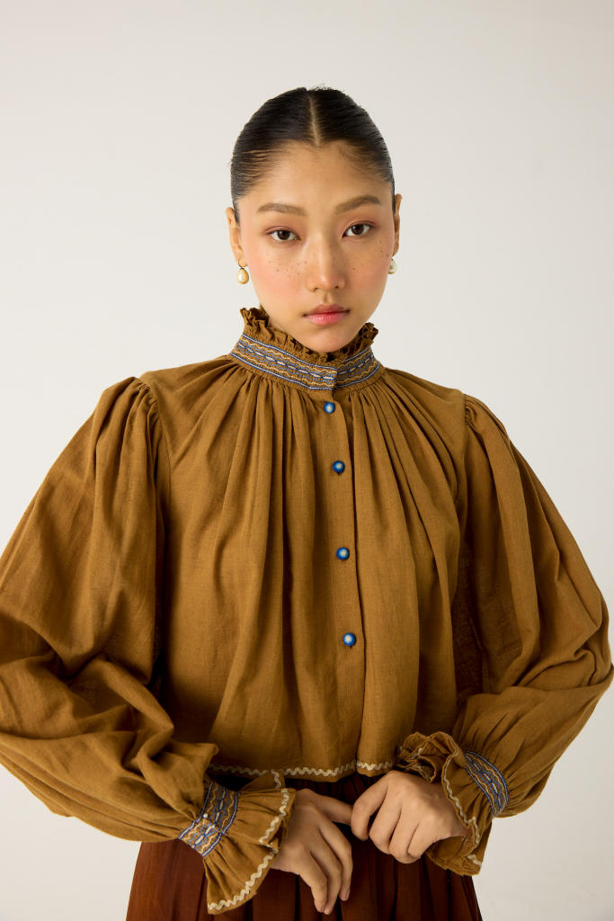 ELSA SET-KHAKI + FOLIAGE(ELSA TOP+EMILY SKIRT) cotton by CORD in multi for women Worldwide