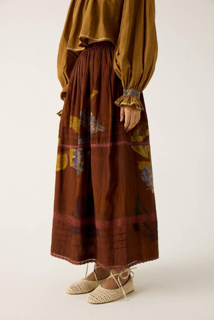 ELSA SET-KHAKI + FOLIAGE(ELSA TOP+EMILY SKIRT) cotton by CORD in multi for women Worldwide