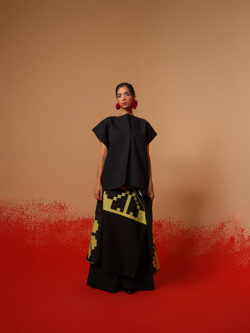 Ember Skirt-Black + Lime 100% cotton skirts by Stoique in black, lime for women Worldwide