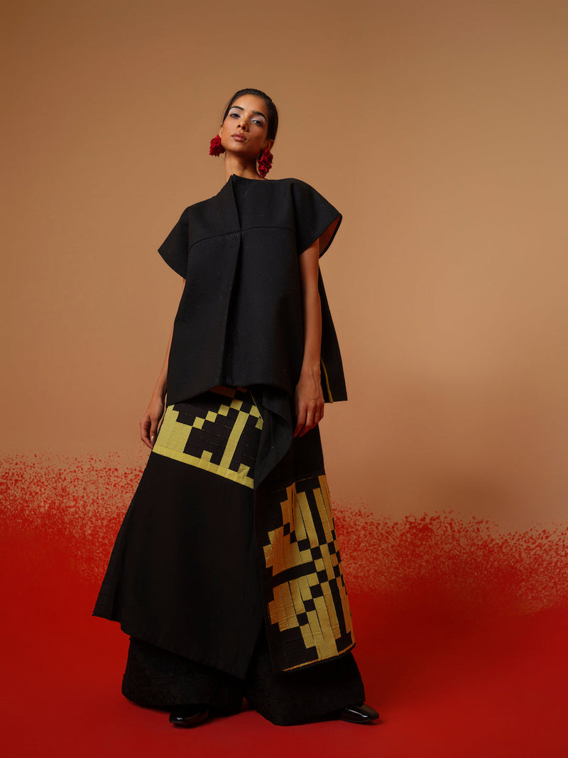 Ember Skirt-Black + Lime 100% cotton skirts by Stoique in black, lime for women Worldwide