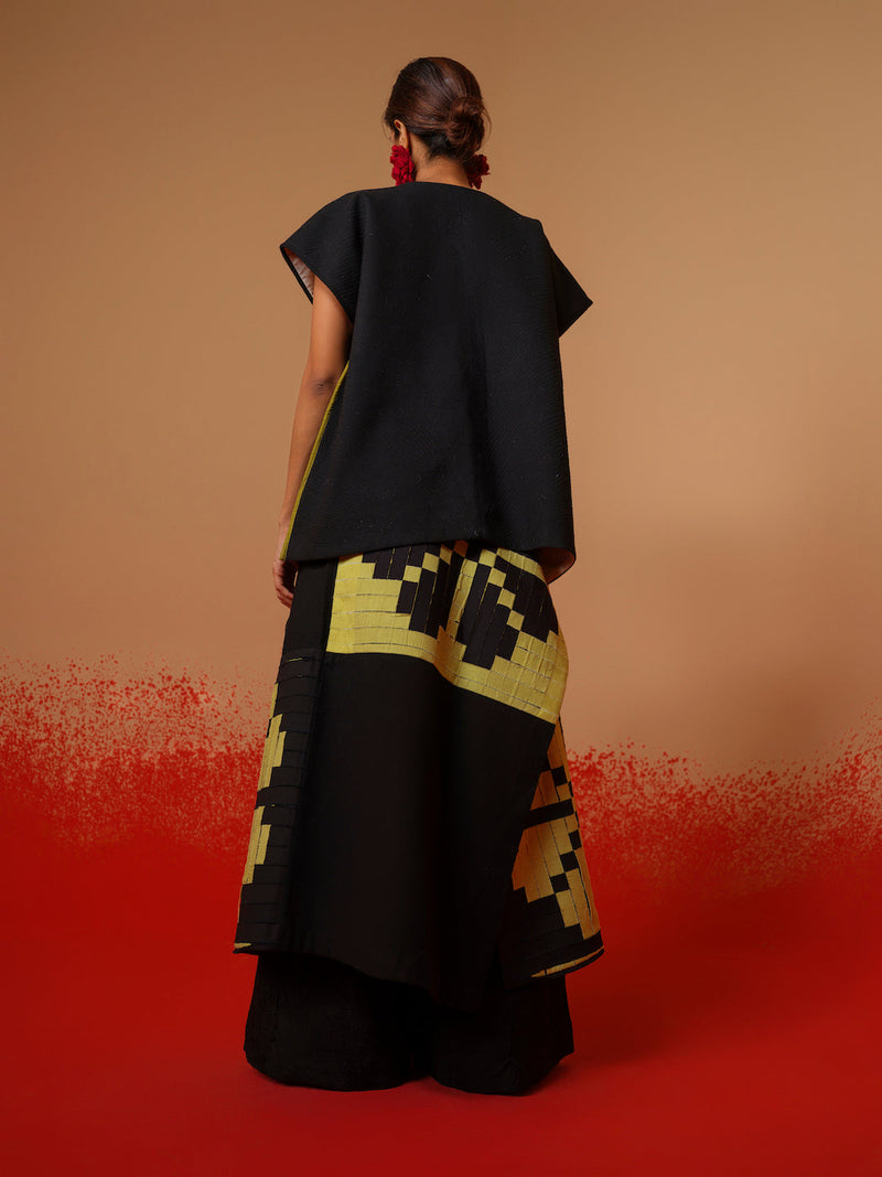 Ember Skirt-Black + Lime 100% cotton skirts by Stoique in black, lime for women Worldwide