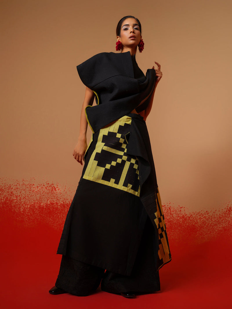 Ember Skirt-Black + Lime 100% cotton skirts by Stoique in black, lime for women Worldwide