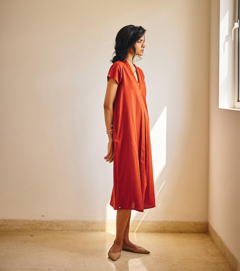 Ember Spirit Midi cotton by Khara Kapas in rust for women Worldwide
