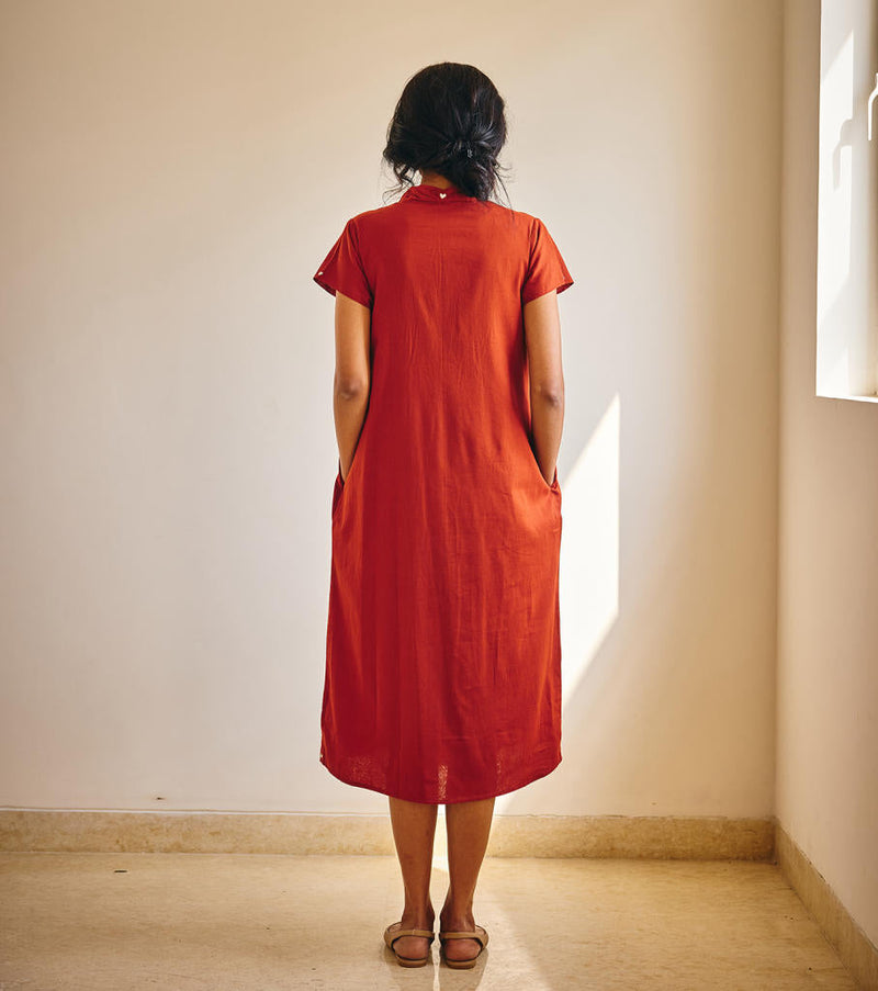 Ember Spirit Midi cotton by Khara Kapas in rust for women Worldwide