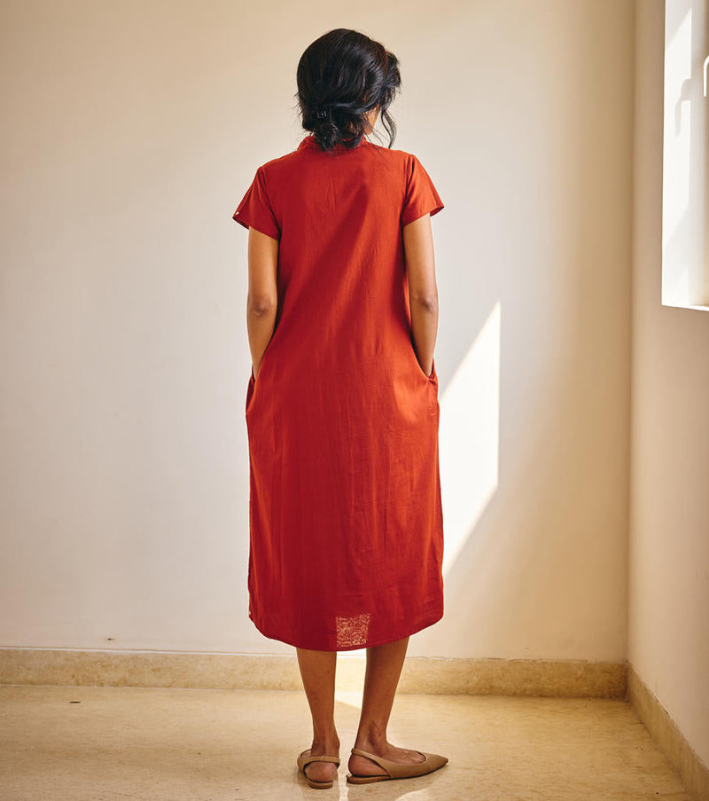 Ember Spirit Midi cotton by Khara Kapas in rust for women Worldwide