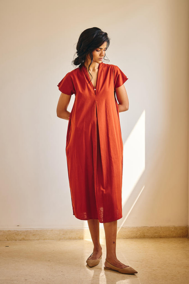 Ember Spirit Midi cotton by Khara Kapas in rust for women Worldwide