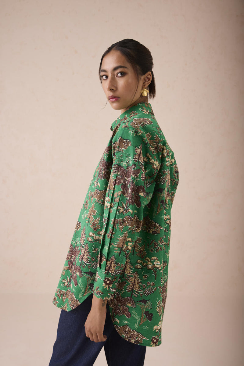 Emerald Fields Classic Organic Cotton Shirt poplin by SUI in green color for women Worldwide