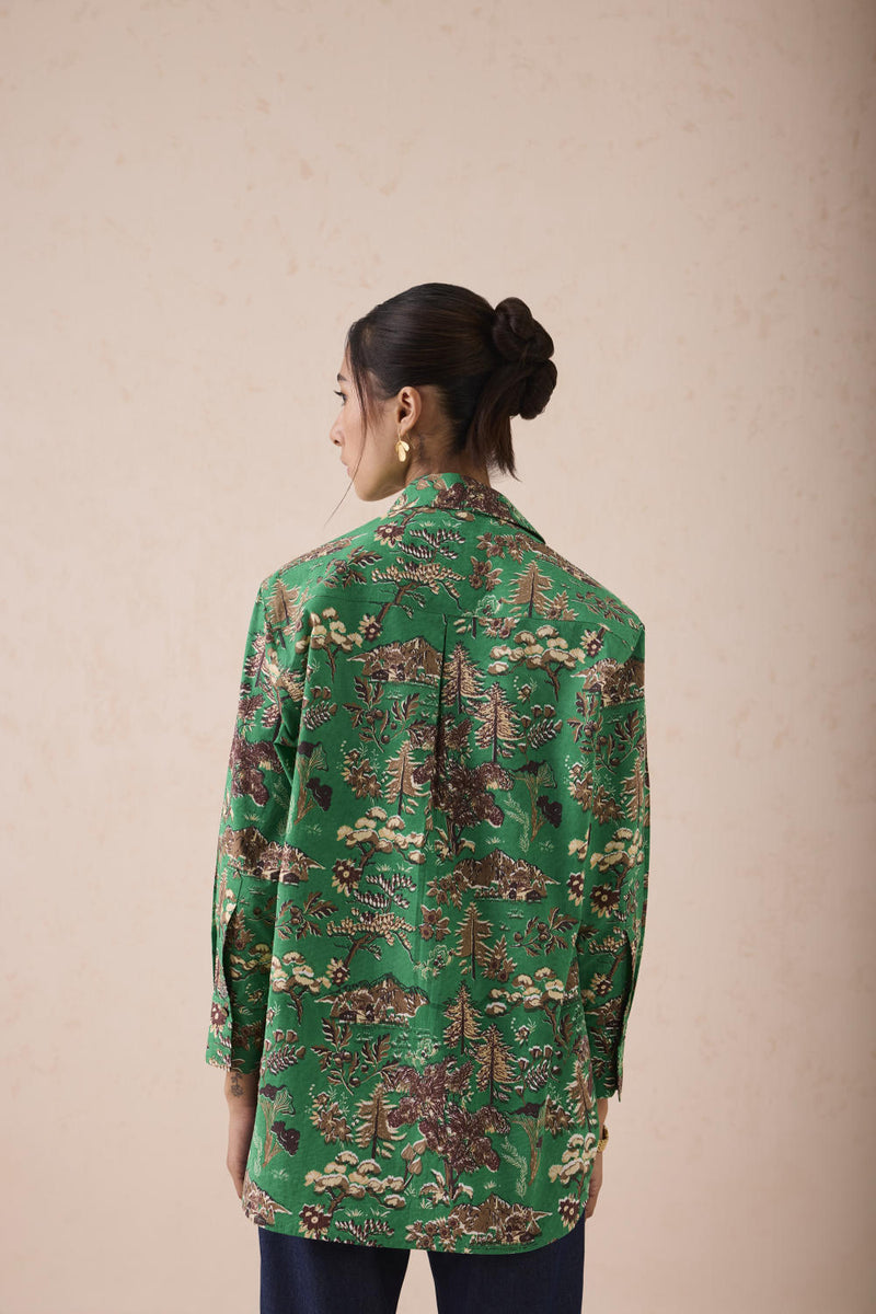 Emerald Fields Classic Organic Cotton Shirt poplin by SUI in green color for women Worldwide
