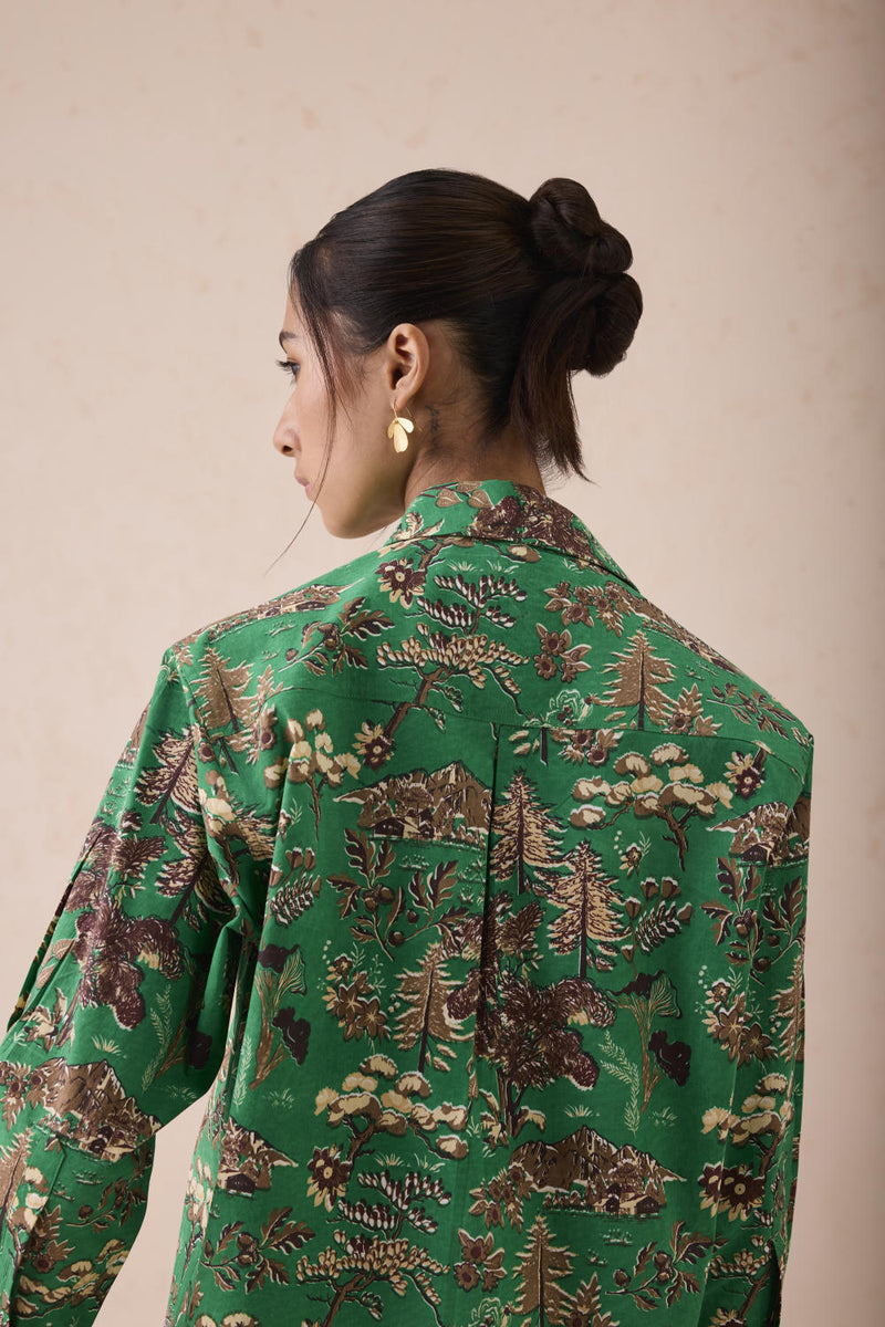 Emerald Fields Classic Organic Cotton Shirt poplin by SUI in green color for women Worldwide