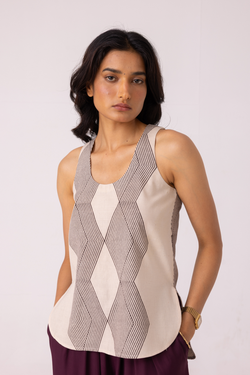 Emma Hand Printed Top cotton by The Summer House for women Worldwide