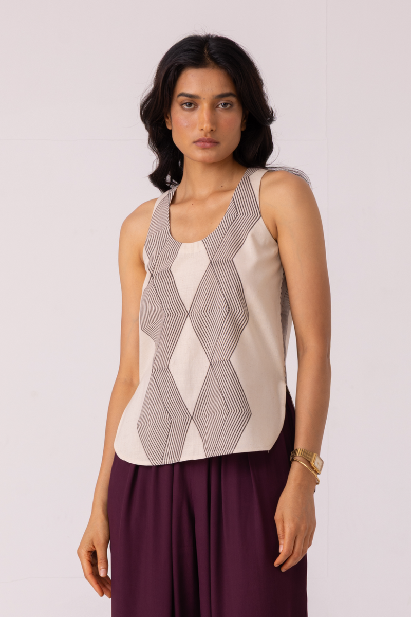 Emma Hand Printed Top cotton by The Summer House for women Worldwide