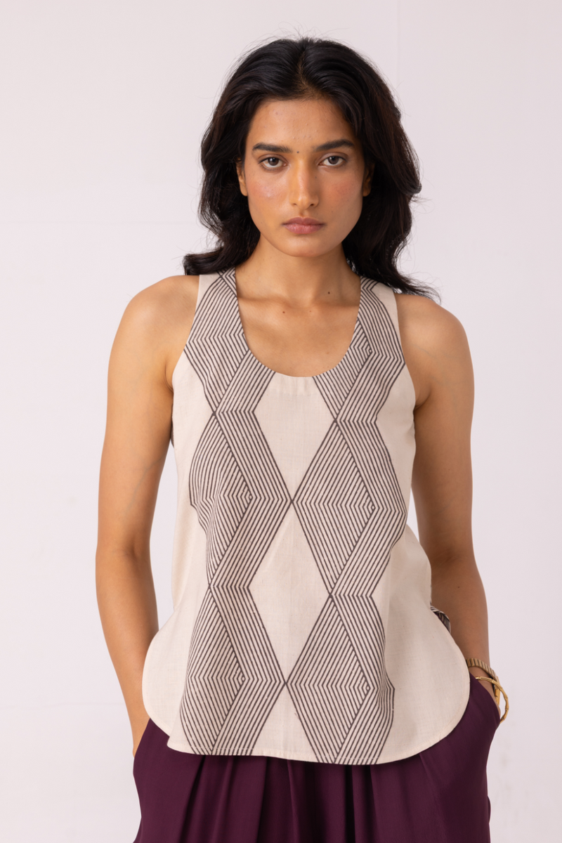 Emma Hand Printed Top cotton by The Summer House for women Worldwide