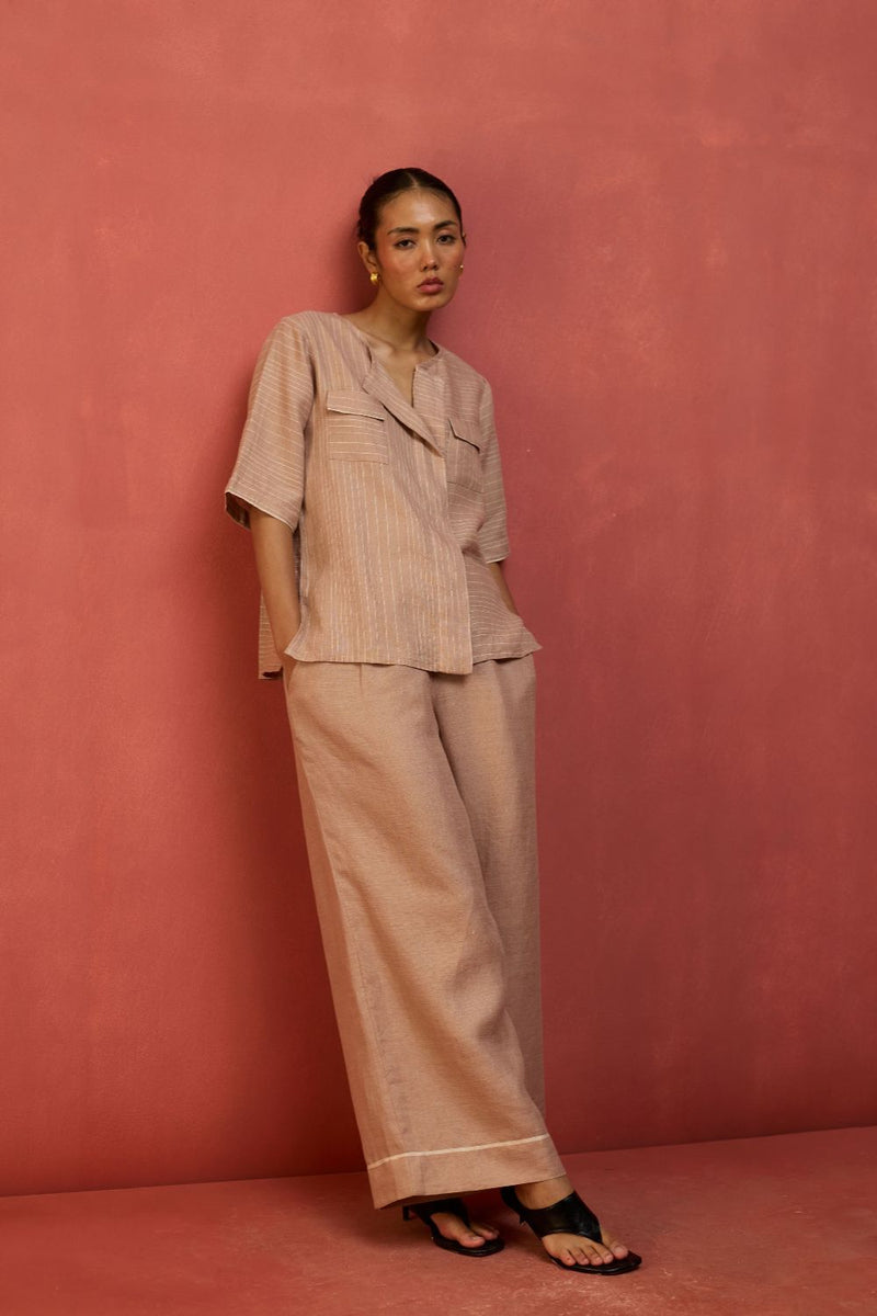 Emma Relaxed Fit Linen Pants - Dusty Rose by Manan for Worldwide