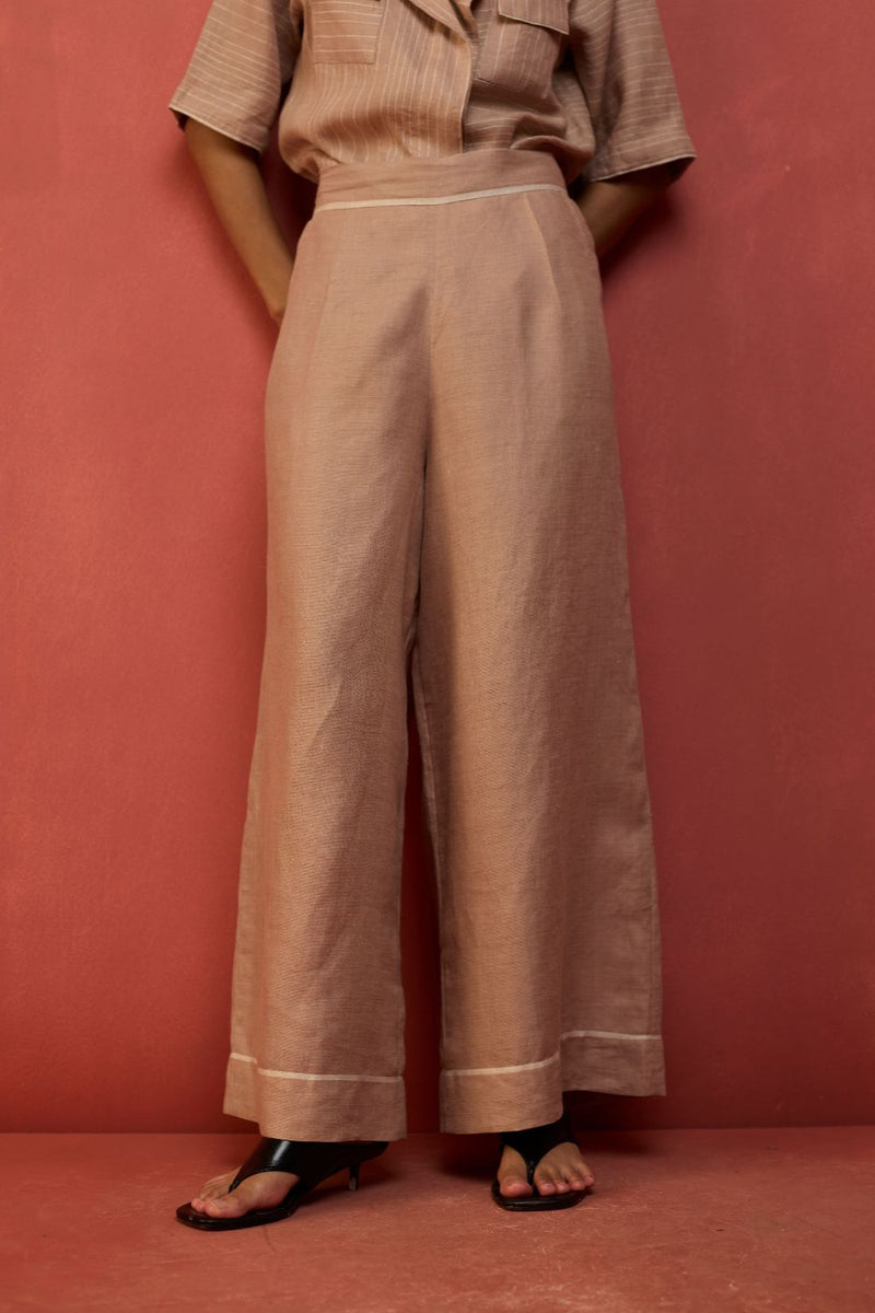 Emma Relaxed Fit Linen Pants - Dusty Rose by Manan for Worldwide