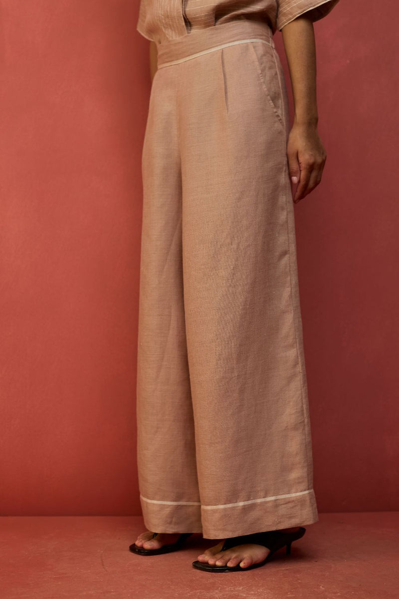 Emma Relaxed Fit Linen Pants - Dusty Rose by Manan for Worldwide