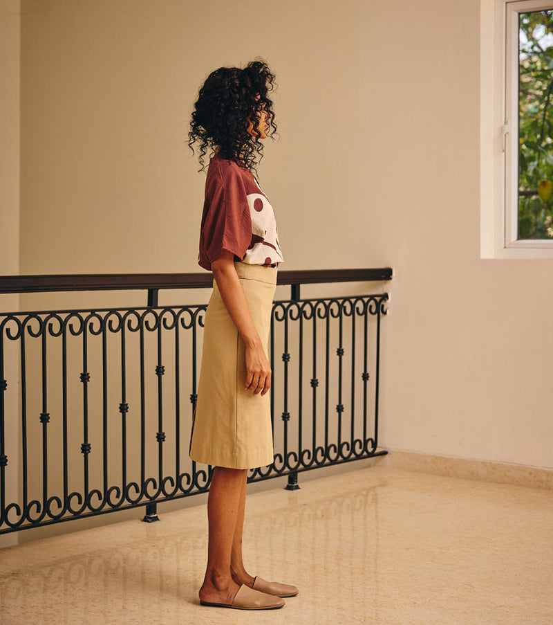 Envelope Skirt twill by Khara Kapas in beige for women Worldwide