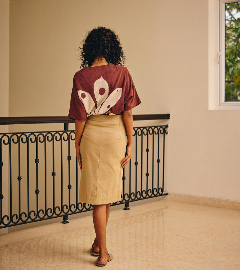 Envelope Skirt twill by Khara Kapas in beige for women Worldwide