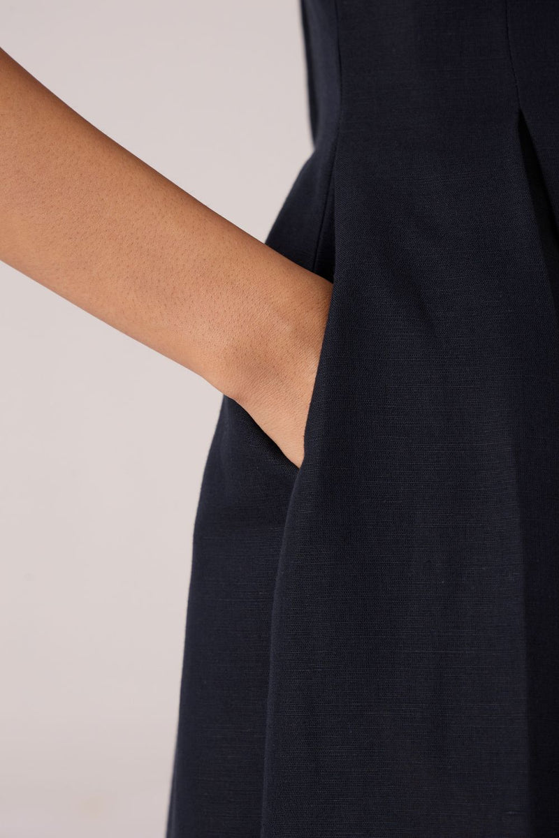 Eos Black Midi Dress cotton by The Summer House in black color for women Worldwide