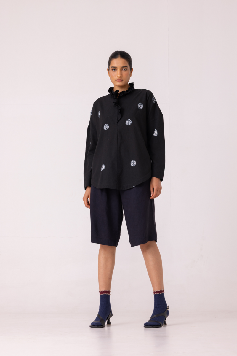 Eowyn Black Bandhani Handwoven Shirt cotton by The Summer House for women Worldwide