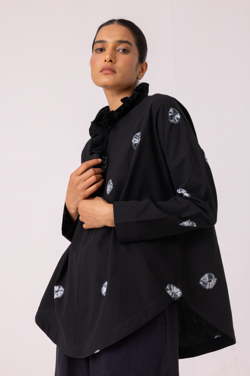 Eowyn Black Bandhani Handwoven Shirt cotton by The Summer House for women Worldwide