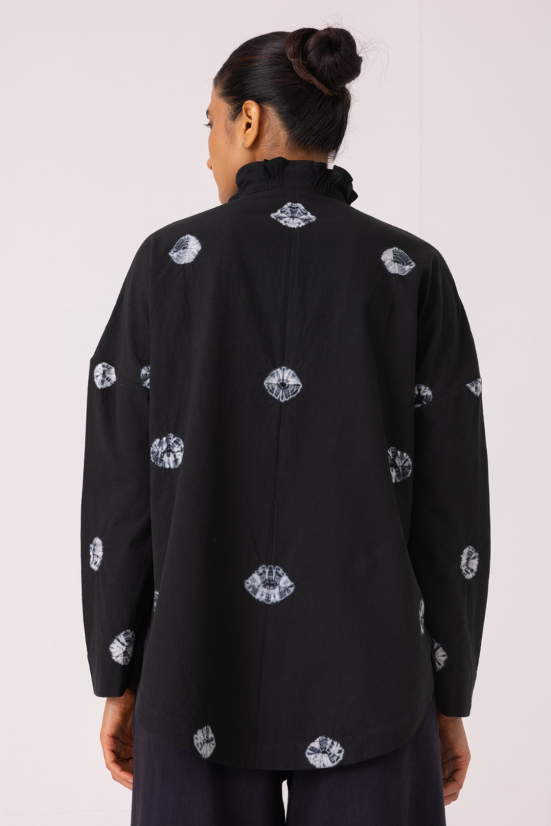 Eowyn Black Bandhani Handwoven Shirt cotton by The Summer House for women Worldwide
