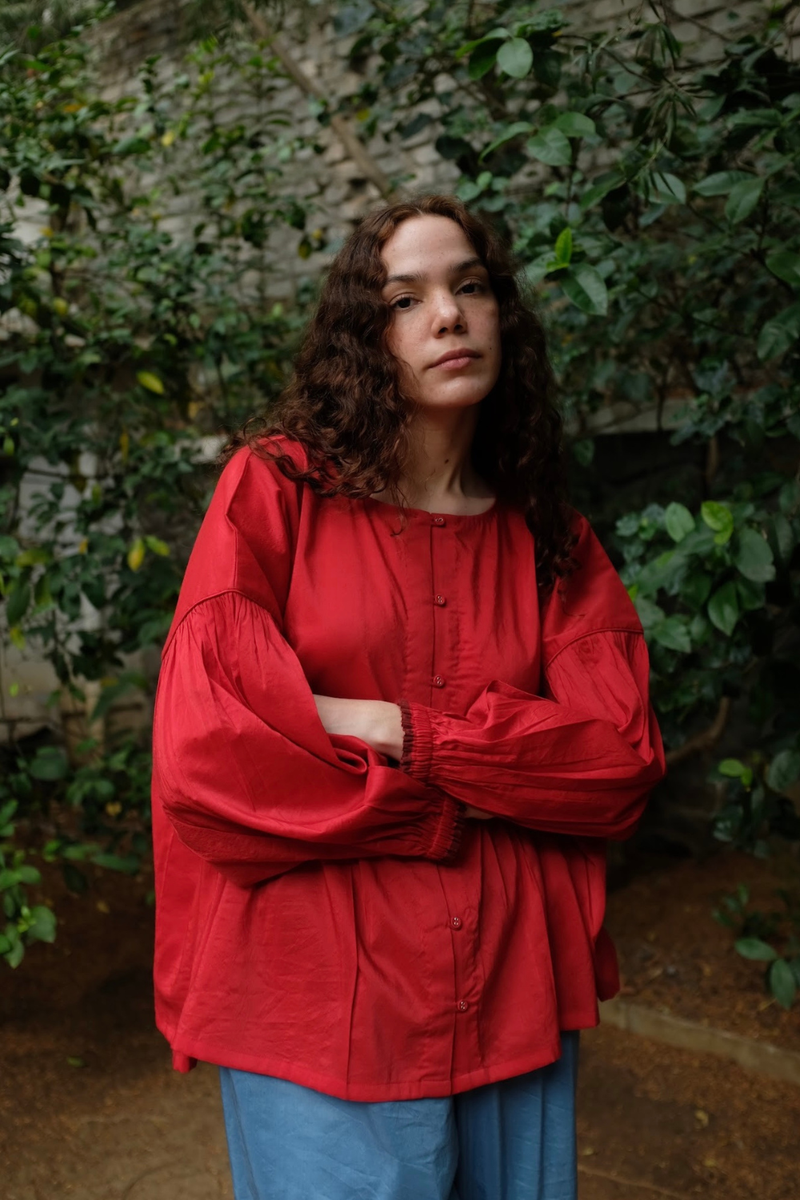 Erica Top - Mason Red silk by MASON AND MILL in red color for women Worldwide