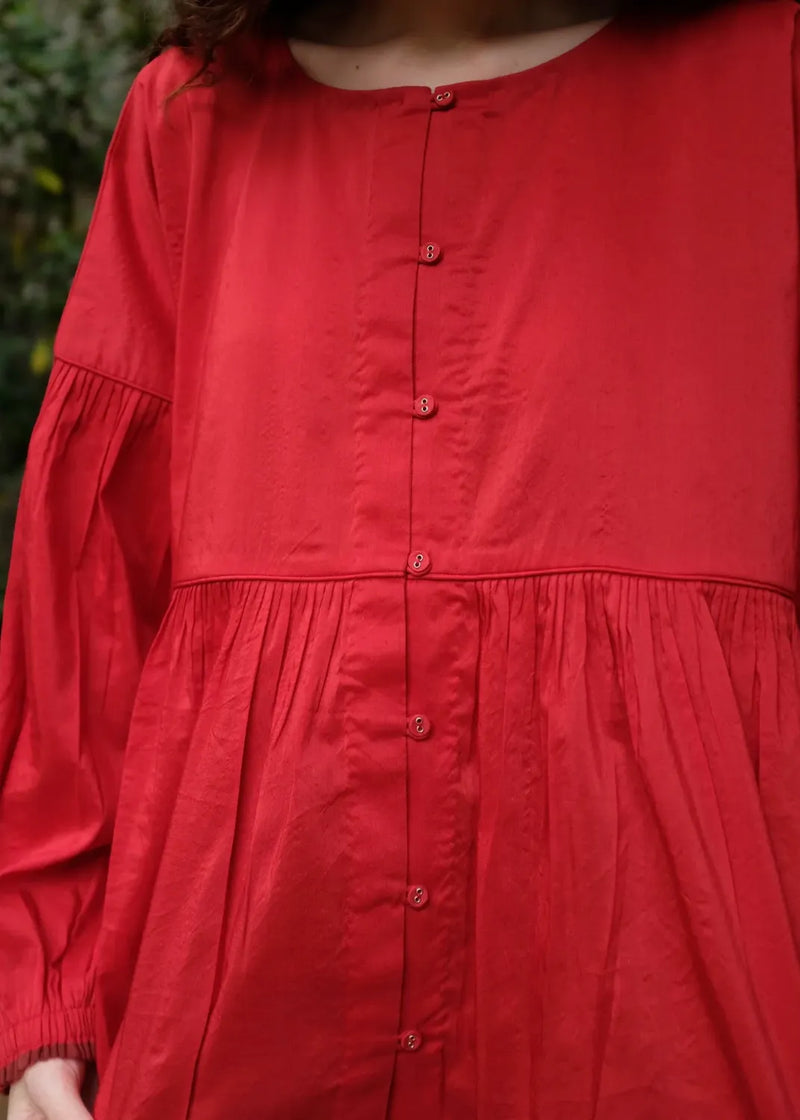 Erica Top - Mason Red silk by MASON AND MILL in red color for women Worldwide