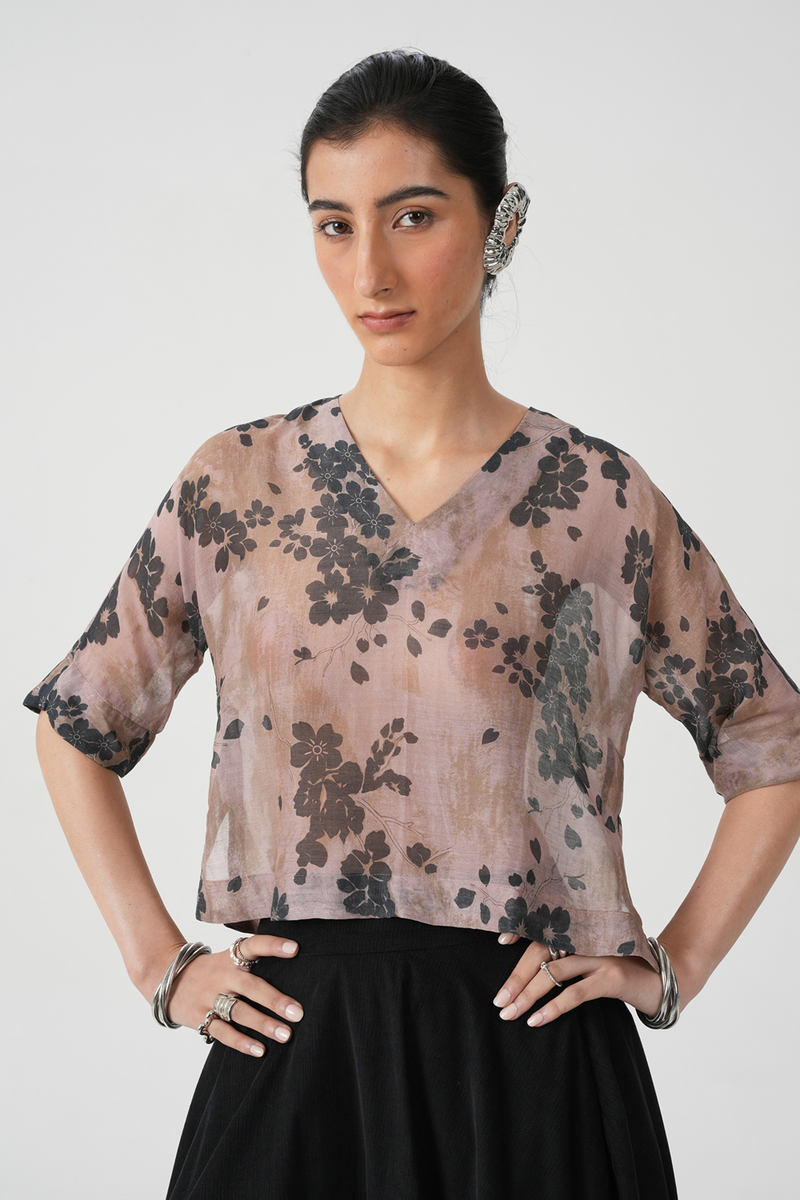 Erina Floral Print Handwoven Top