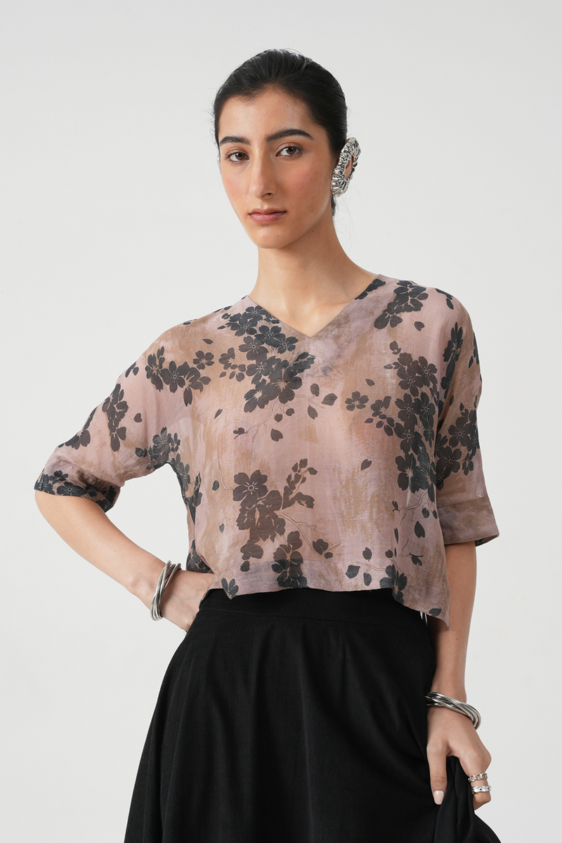 Erina Floral Print Handwoven Top