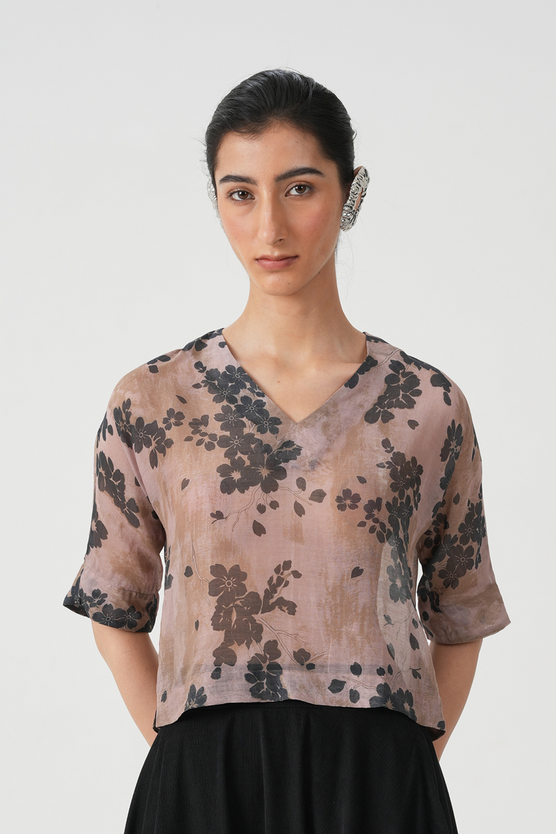 Erina Floral Print Handwoven Top