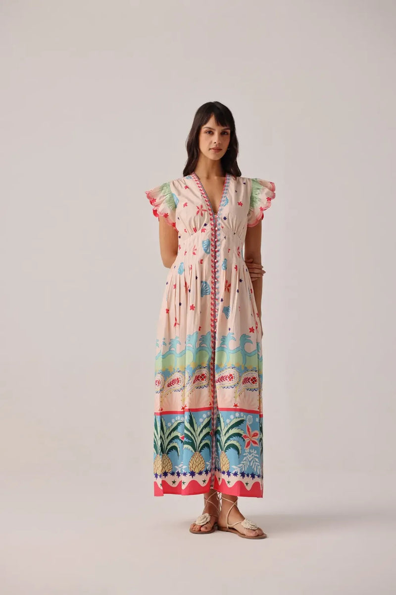 Estella Maxi - Ananas poplin by NOIB for women Worldwide