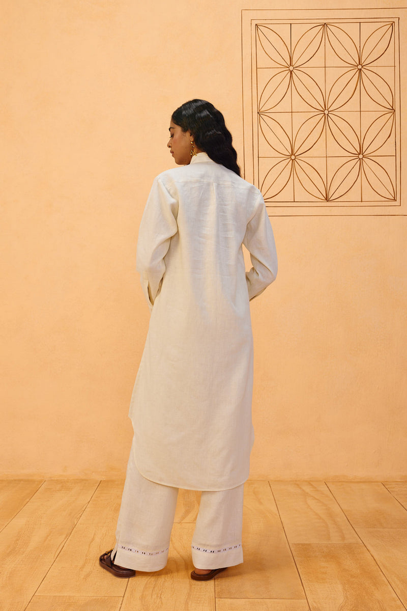 Eternal Linen Kurta linen kurta/kurta set by SUI in off-white for women Worldwide