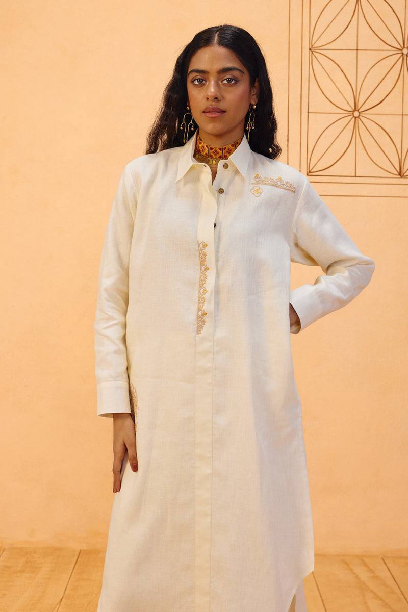 Eternal Linen Kurta linen kurta/kurta set by SUI in off-white for women Worldwide