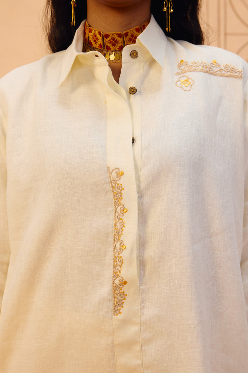 Eternal Linen Kurta linen kurta/kurta set by SUI in off-white for women Worldwide