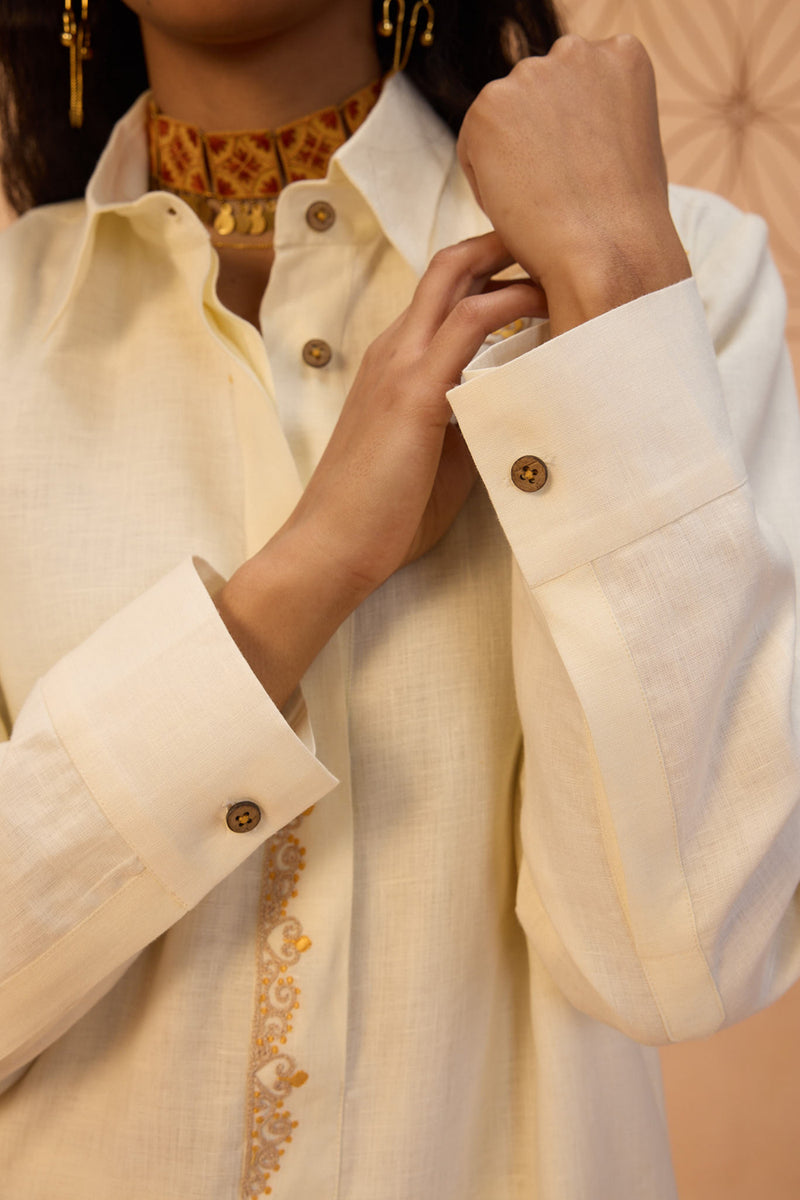 Eternal Linen Kurta linen kurta/kurta set by SUI in off-white for women Worldwide