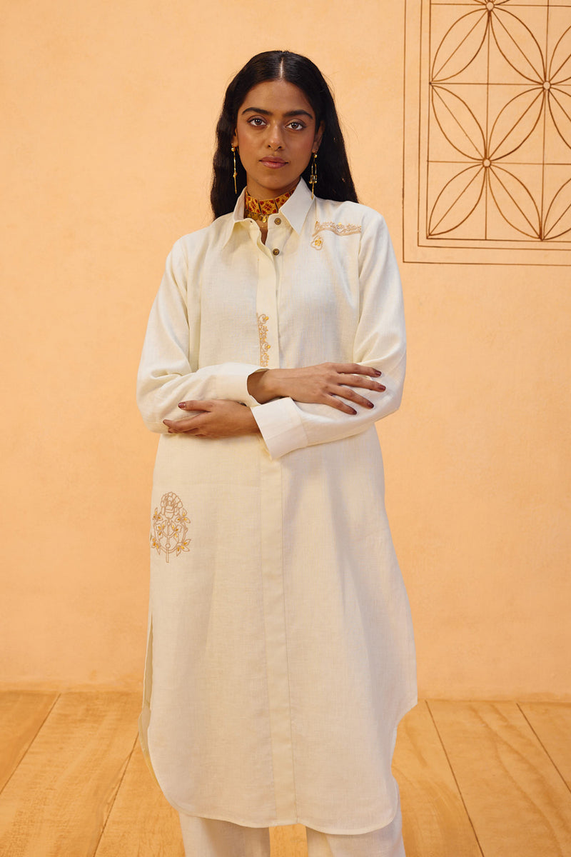 Eternal Linen Kurta linen kurta/kurta set by SUI in off-white for women Worldwide