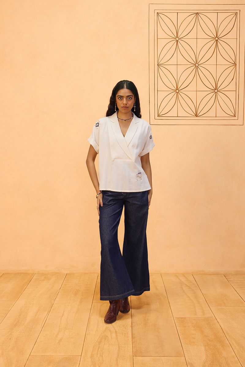 Everlasting Organic Cotton Top handwoven twill top/shirt by SUI in off-white for women Worldwide
