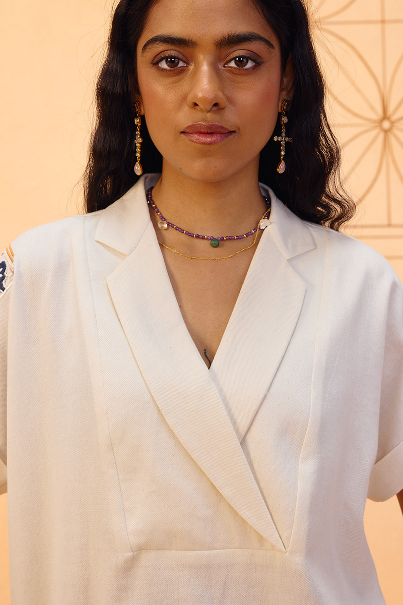 Everlasting Organic Cotton Top handwoven twill top/shirt by SUI in off-white for women Worldwide