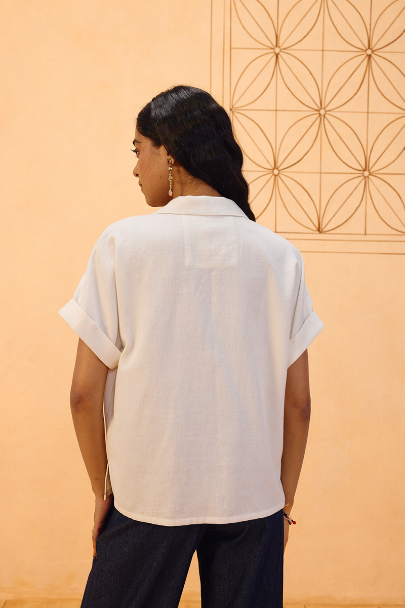 Everlasting Organic Cotton Top handwoven twill top/shirt by SUI in off-white for women Worldwide