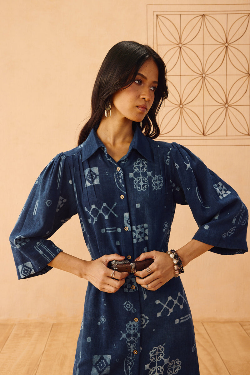 Everyday Heirloom Handspun Handwoven Organic Cotton Maxi Dress organic cotton dress by SUI in indigo for women Worldwide