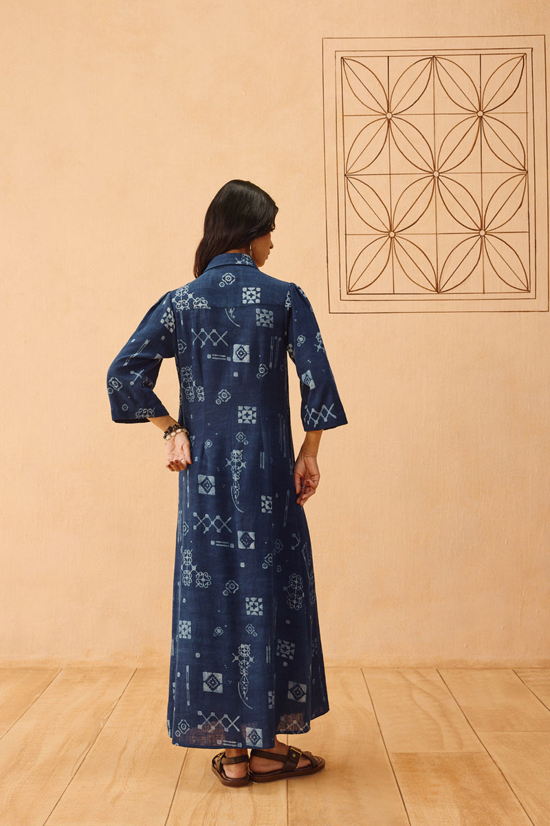 Everyday Heirloom Handspun Handwoven Organic Cotton Maxi Dress organic cotton dress by SUI in indigo for women Worldwide